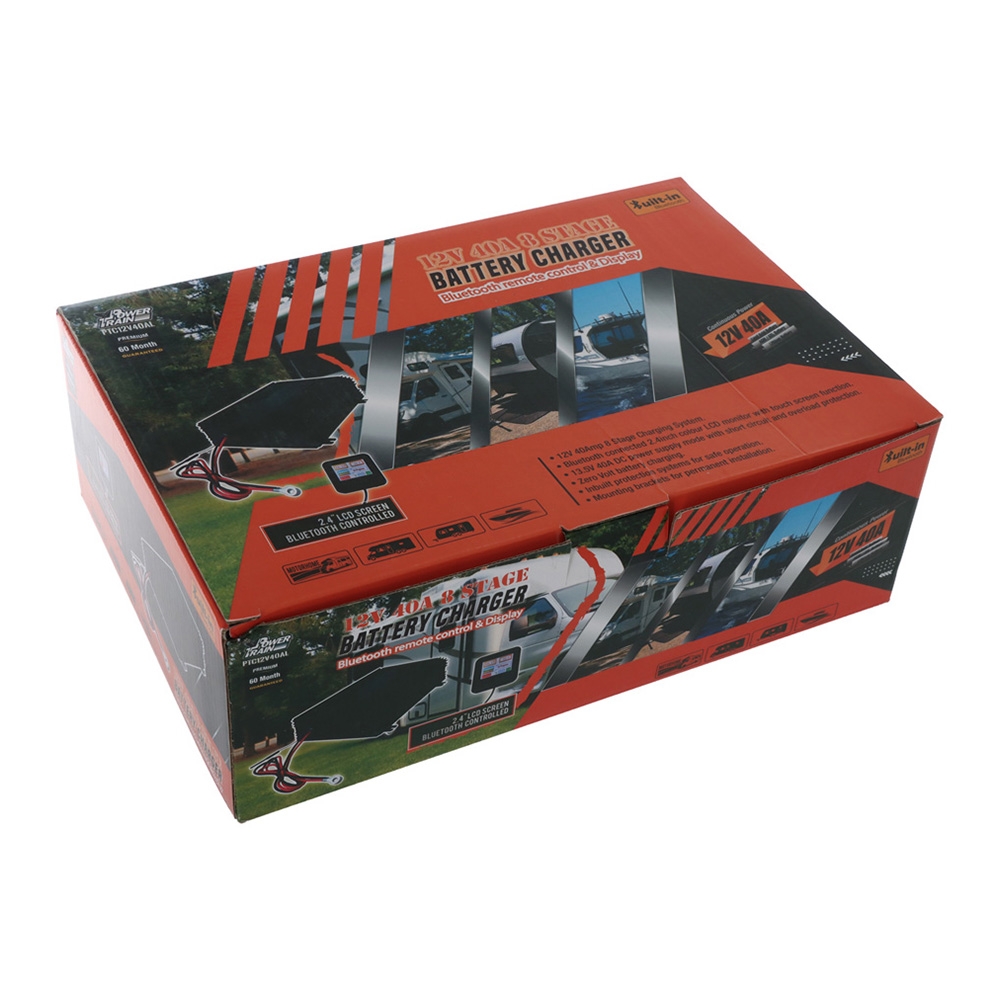 Powertrain 8-Stage Battery Charger with Bluetooth Display and Remote 12V 40A