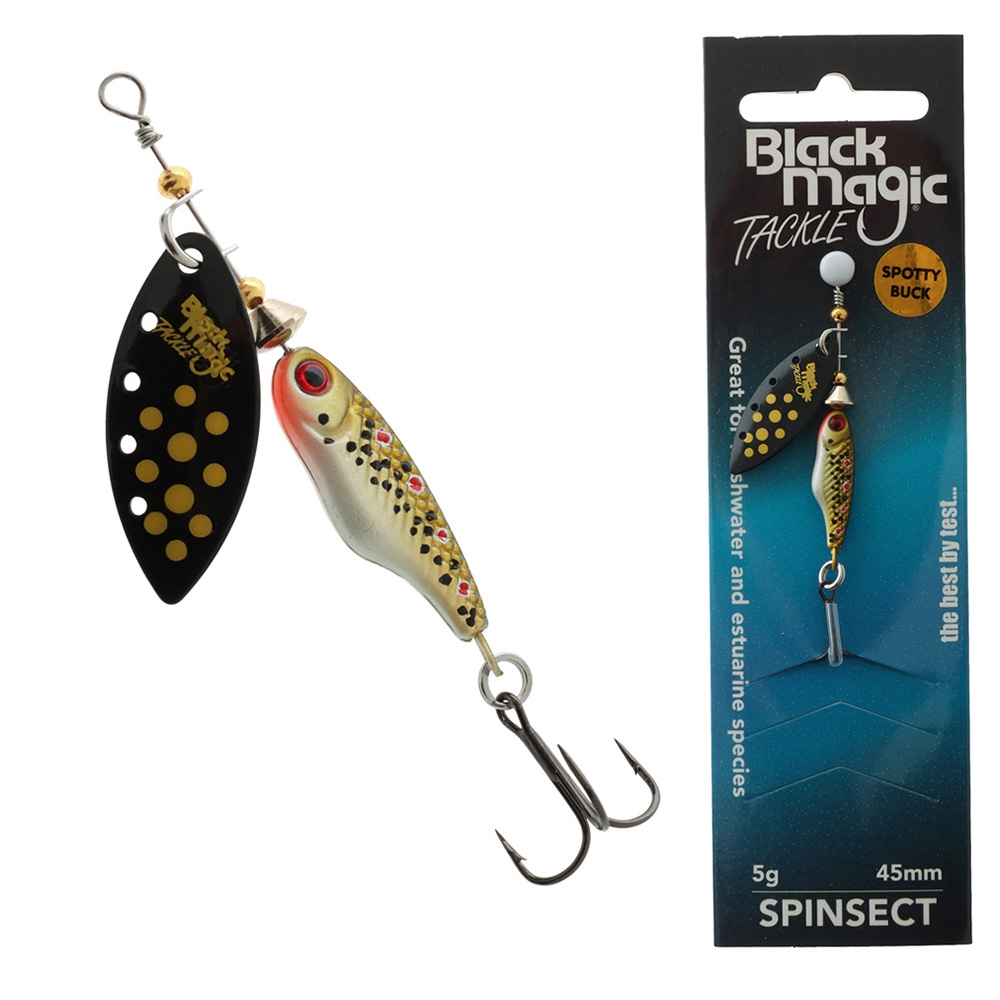 Black Magic Spinsect Freshwater Spinner Lure 5g 45mm Spotty Buck