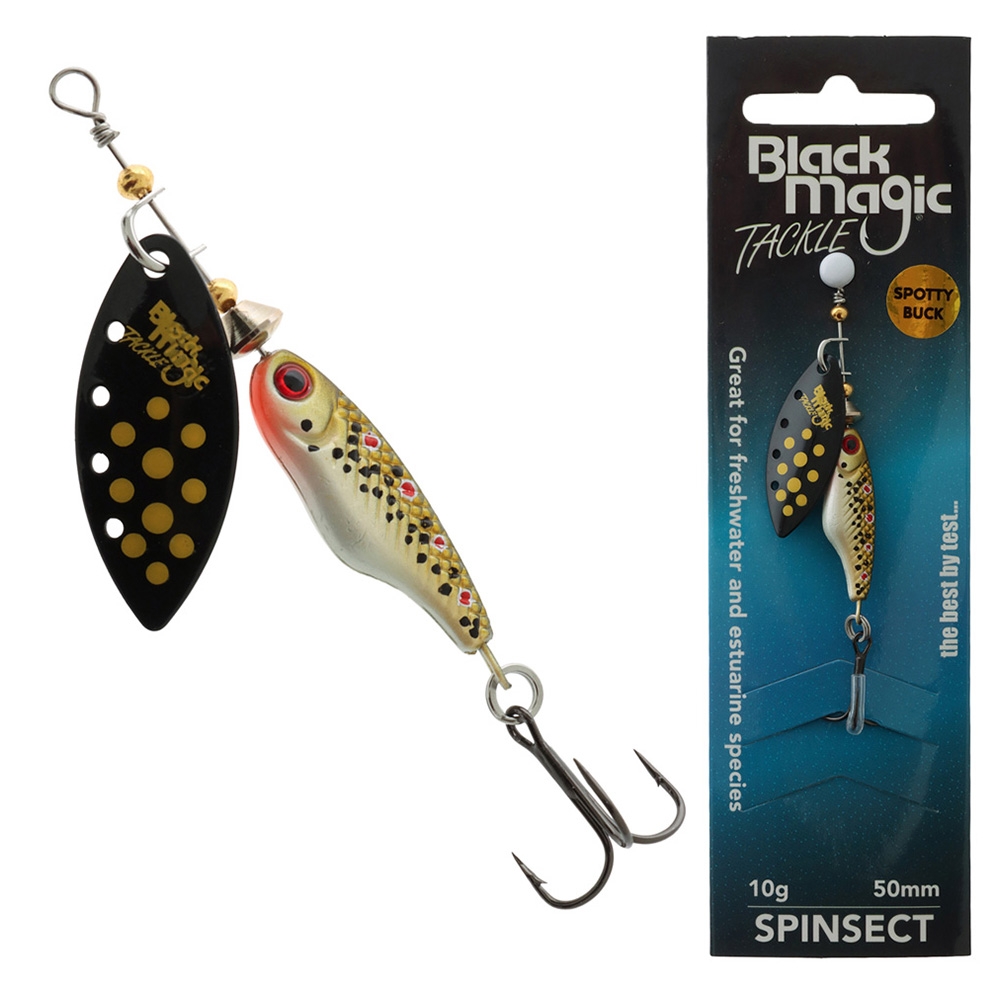 Black Magic Spinsect Freshwater Spinner Lure 10g 50mm Spotty Buck
