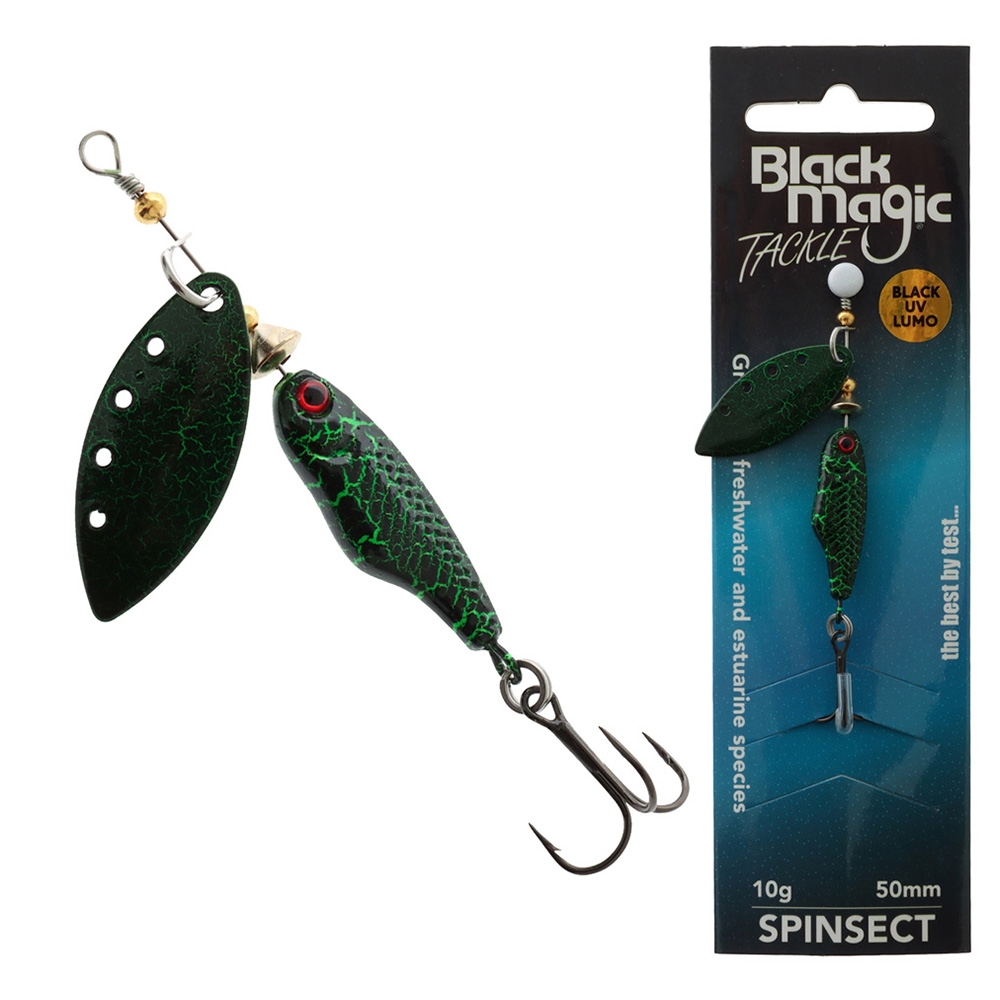 Black Magic Spinsect Freshwater Spinner Lure 10g 50mm Black/UV/Lumo