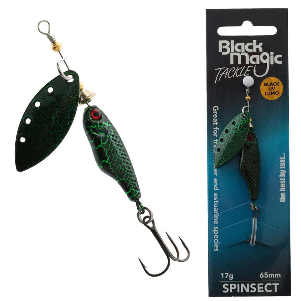 Black Magic Spinsect Freshwater Spinner Lure 17g 65mm UV Black Lumo