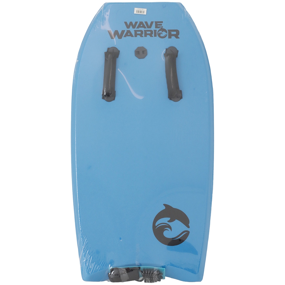 Wave Warrior Bodyboard with Wrist Strap and Handles 37in Blue