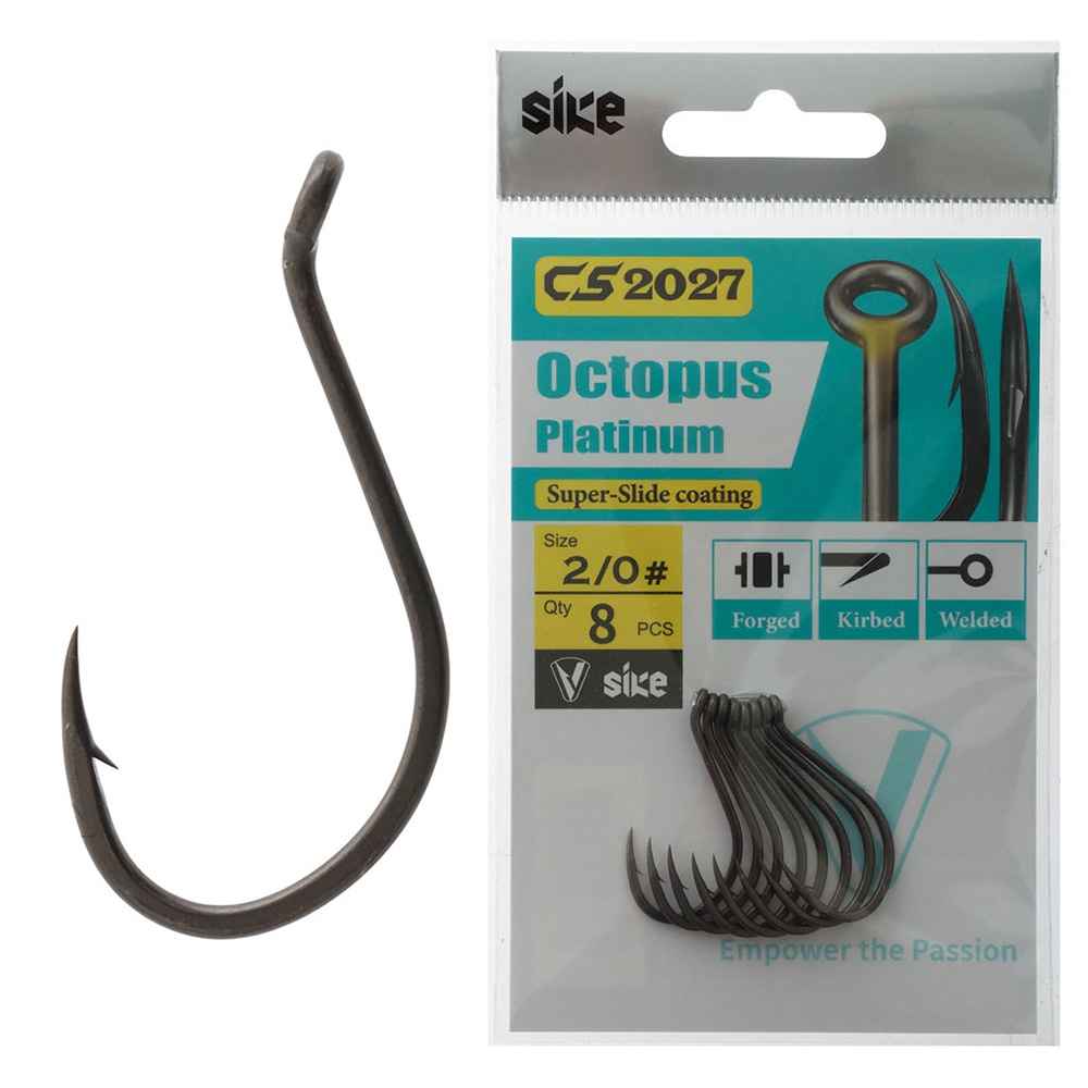Sike CS2027 Super-Slide Octopus Platinum Hooks 2/0 Qty 8