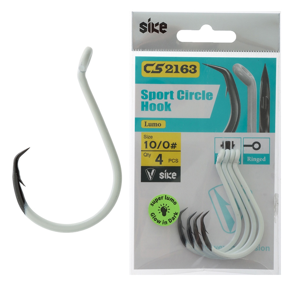 Sike CS2163 Super Lumo Sport Circle Hooks 10/0 Qty 4