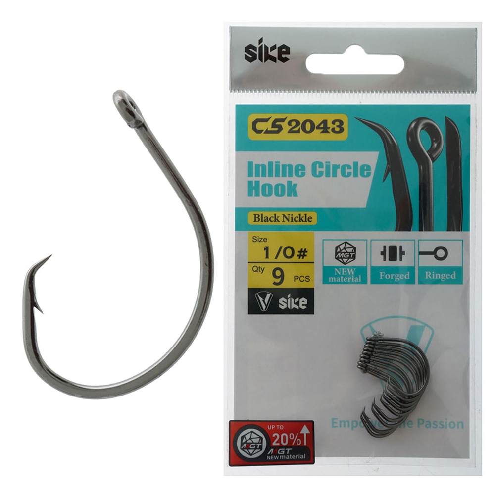 Sike CS2043 Black Nickel Inline Circle Hooks 1/0 Qty 9