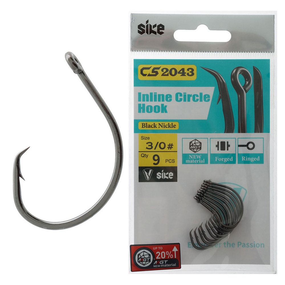 Sike CS2043 Black Nickel Inline Circle Hooks 3/0 Qty 9