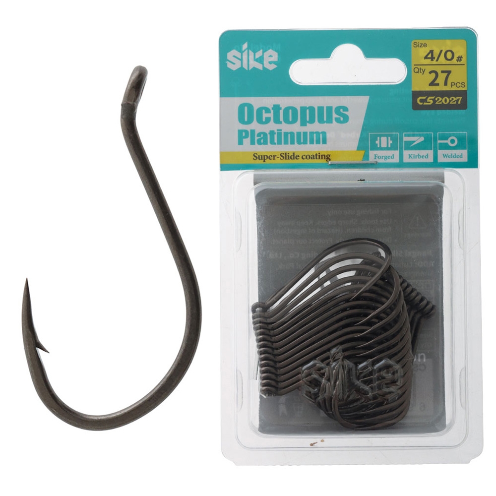 Sike CS2027 Super-Slide Octopus Platinum Hooks Bulk Pack 4/0 Qty 27