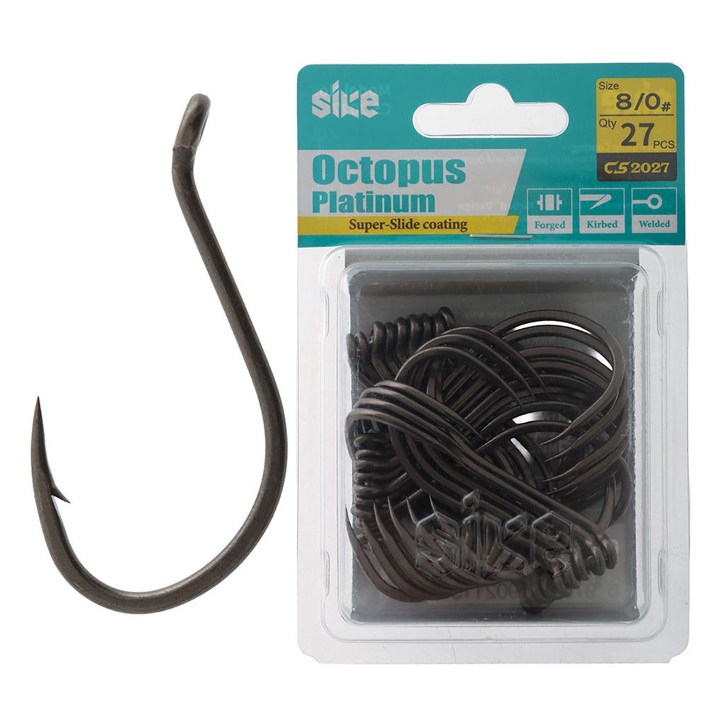 Sike CS2027 Super-Slide Octopus Platinum Hooks Bulk Pack 8/0 Qty 27