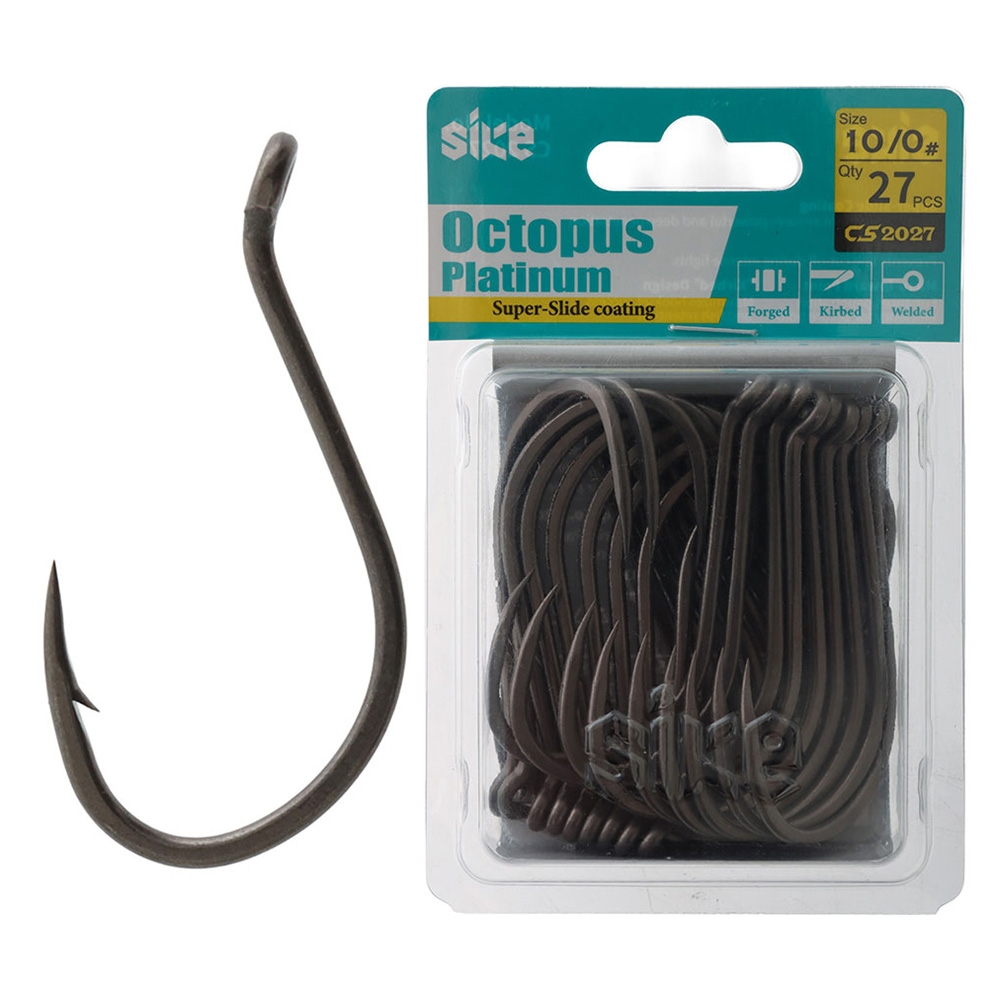 Sike CS2027 Super-Slide Octopus Platinum Hooks Bulk Pack 10/0 Qty 27