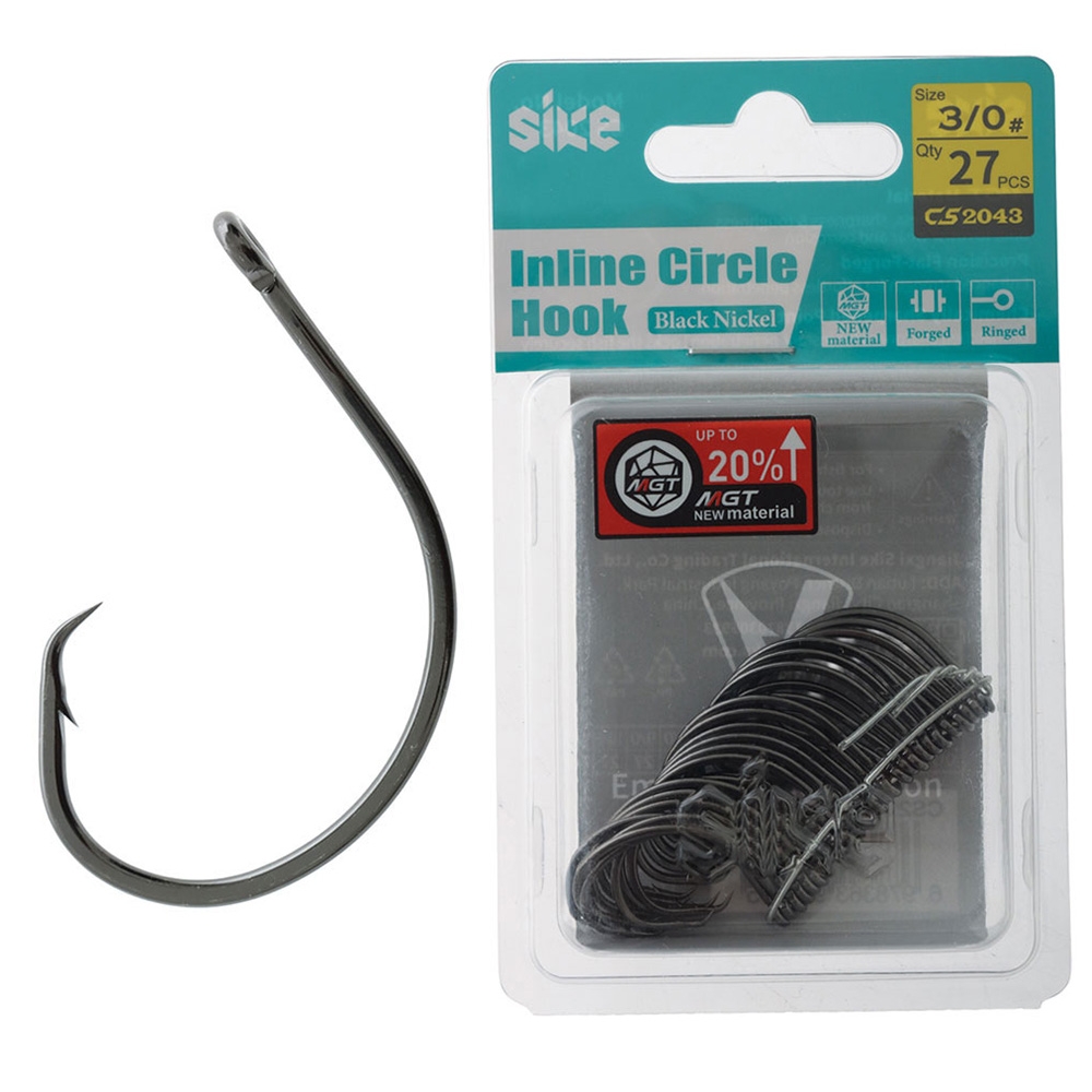 Sike CS2043 Black Nickel Inline Circle Hooks Bulk Pack 3/0 Qty 27