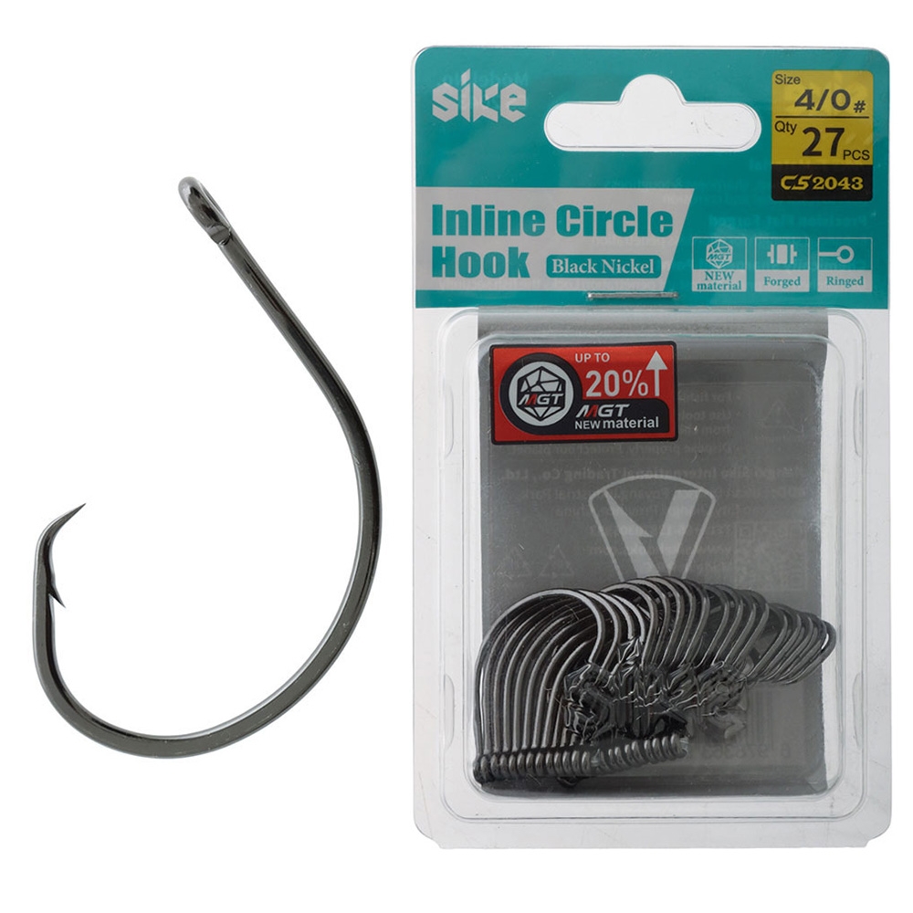 Sike CS2043 Black Nickel Inline Circle Hooks Bulk Pack 4/0 Qty 27