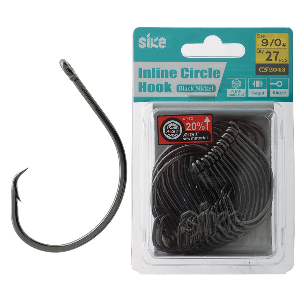 Sike CS2043 Black Nickel Inline Circle Hooks Bulk Pack 9/0 Qty 27