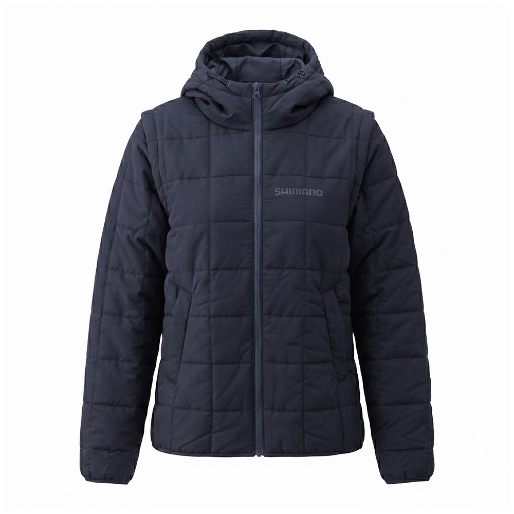 Shimano Black Stealth Zip-Off Sleeve Womens Puffer Jacket