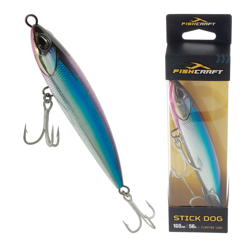 Fishcraft Stick Dog Floating Stickbait 160mm 56g Blue Pink Silver
