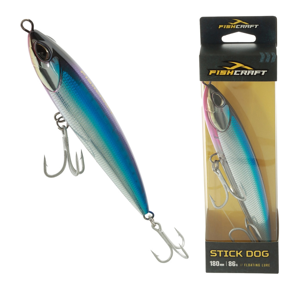 Fishcraft Stick Dog Floating Stickbait 180mm 80g Blue Pink Silver