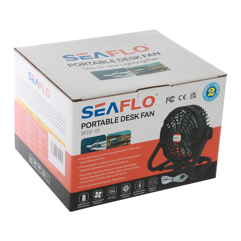 Seaflo 2-in-1 Hi-Efficiency Portable Rechargeable Fan