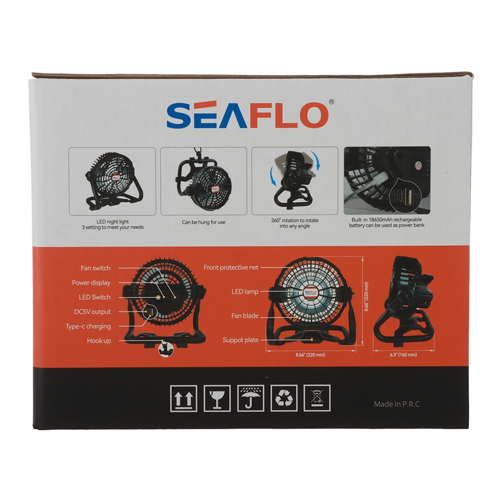 Seaflo 2-in-1 Hi-Efficiency Portable Rechargeable Fan