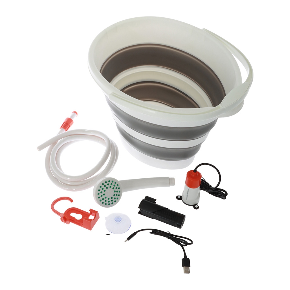 Seaflo Portable Camping Shower with Rechargeable Pump and Bucket 10LPM