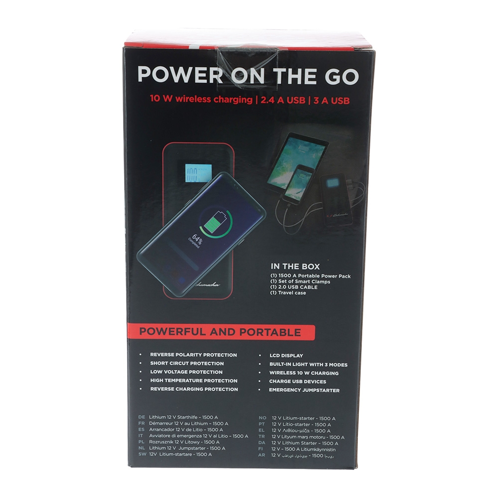 Schumacher SL473 Lithium Portable Jump Starter / Power Pack 12V 1500A