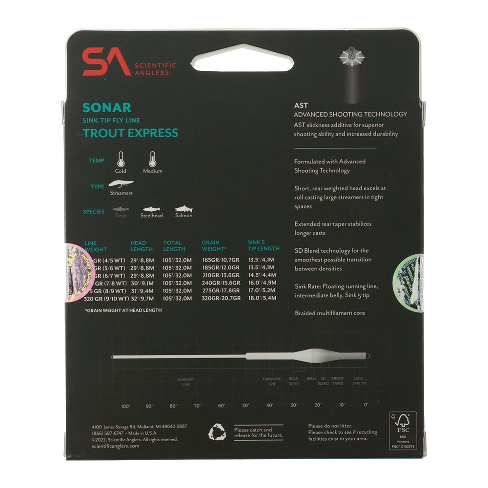Scientific Anglers Sonar Trout Express Sink Tip Fly Line 210gr 6-7WT