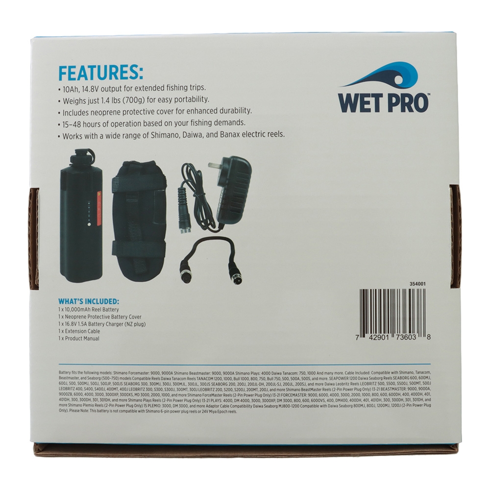 Wet Pro Lithium Electric Reel Battery 14.8V 10Ah