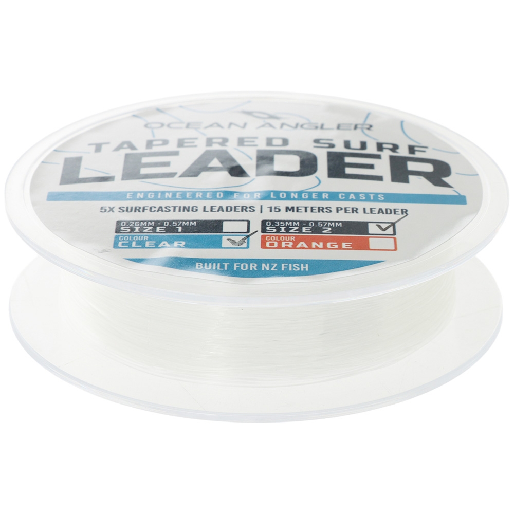 Ocean Angler Tapered Surfcasting Leader 5-Pack 15m 0.35-0.57mm Clear