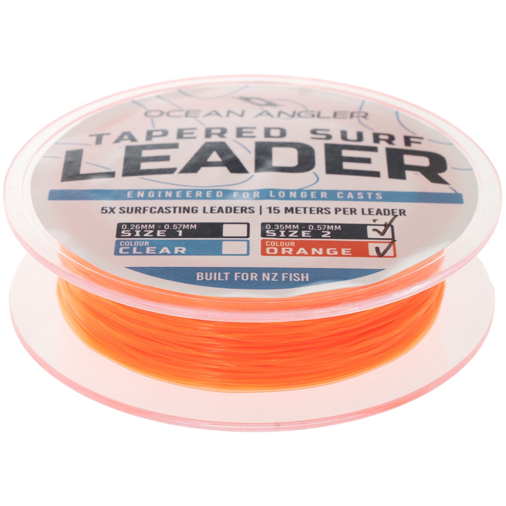 Ocean Angler Tapered Surfcasting Leader 5-Pack 15m 0.35-0.57mm Orange