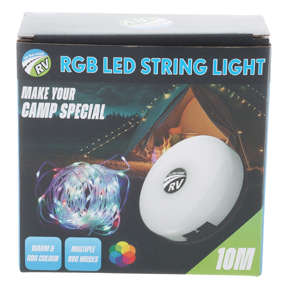 On the Road RV Rechargeable RGB LED String Lights 10m