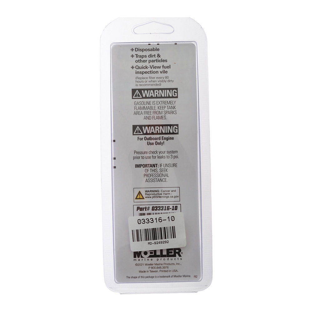 Moeller 033316-10 Disposable In-Line Fuel Filter 10 Micron 5/16''