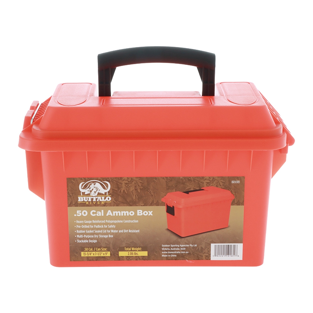 Buffalo River .50 Cal Lockable Plastic Ammo Box Orange