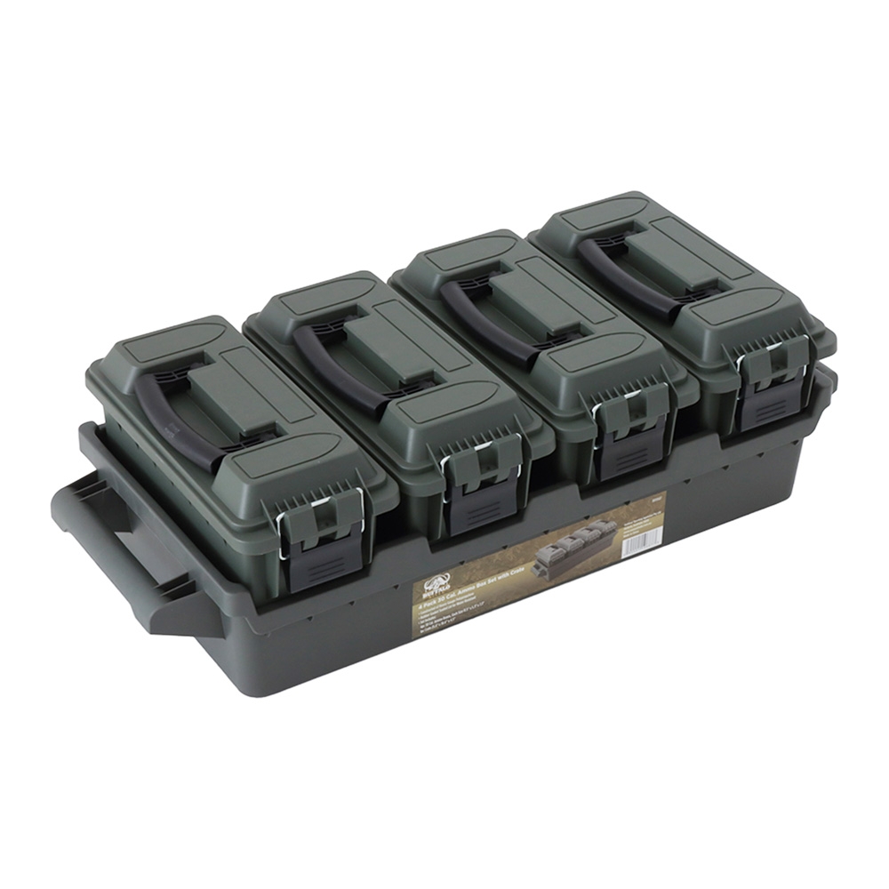 Buffalo River 4-Box .30 Cal Lockable Plastic Ammo Crate OD Green
