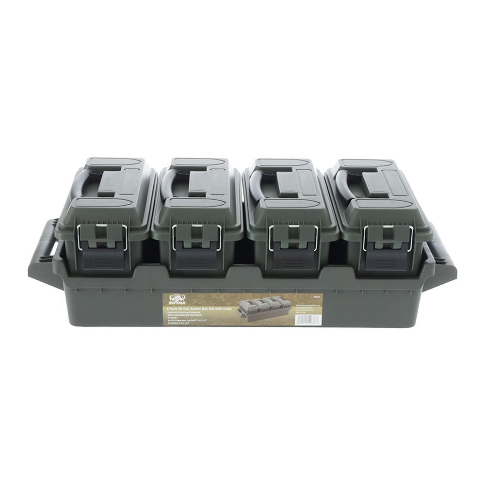 Buffalo River 4-Box .30 Cal Lockable Plastic Ammo Crate OD Green