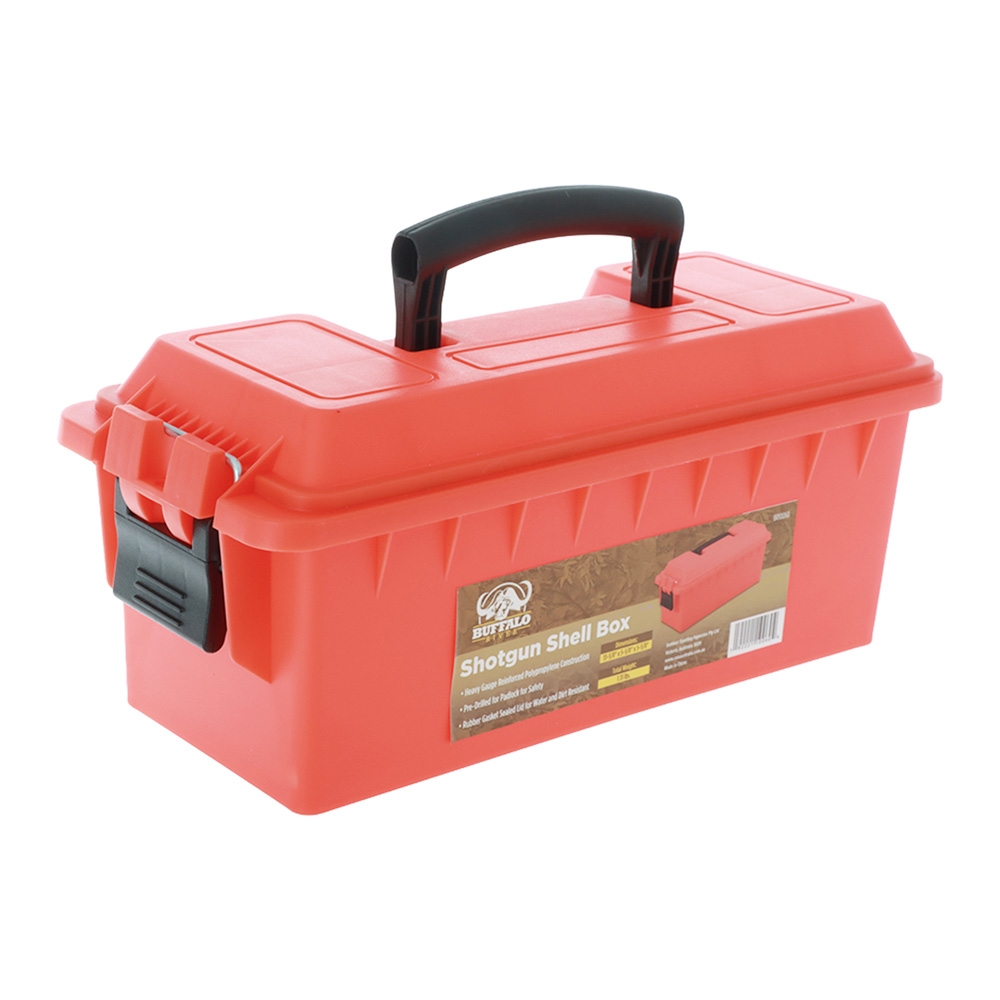 Buffalo River Lockable Plastic Shotgun Shell Box Orange