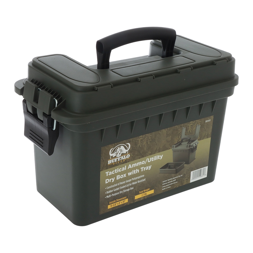 Buffalo River Utility Dry Storage Box with Tool Tray OD Green
