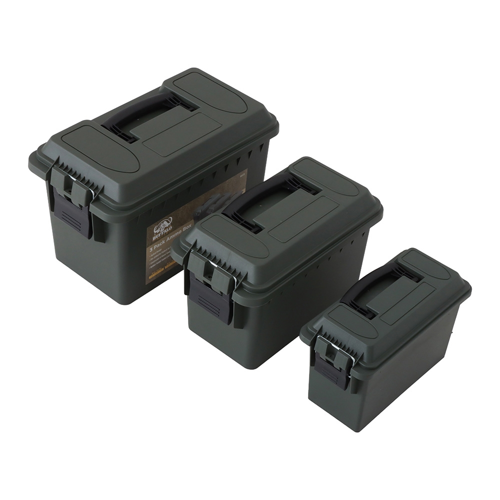 Buffalo River 3-Piece Ammo Box Set .30 Cal/.50 Cal/Fat .50 Cal OD Green