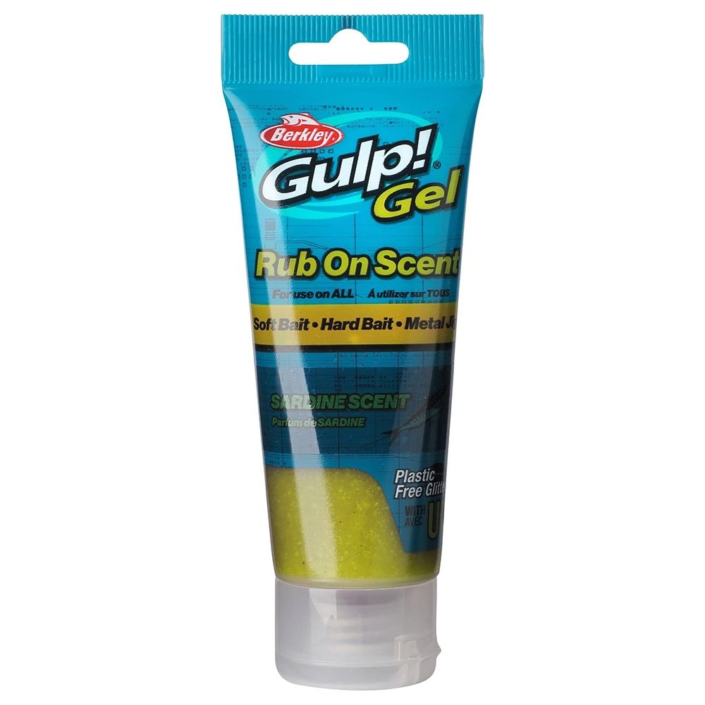 Berkley Gulp Gel Rub On Scent Bait Attractant 80ml Sardine Yellow Silver Flake