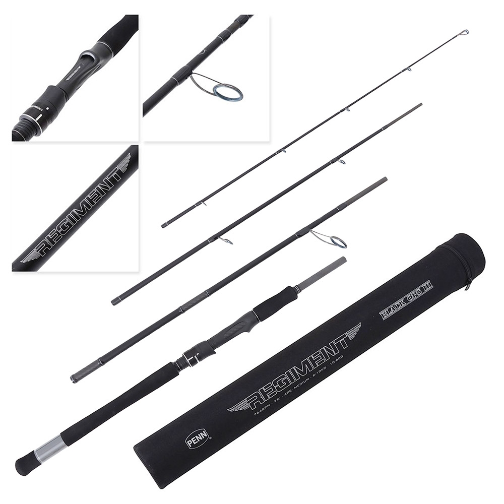 PENN Regiment Black Ops III Travel Spin Rod 7ft 6in 6-10kg 10-60g 4pc
