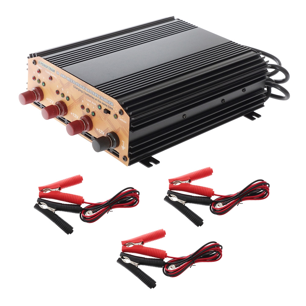 Powertrain Triple Output 6-Stage Heavy Duty Smart Battery Charger 12V 20A