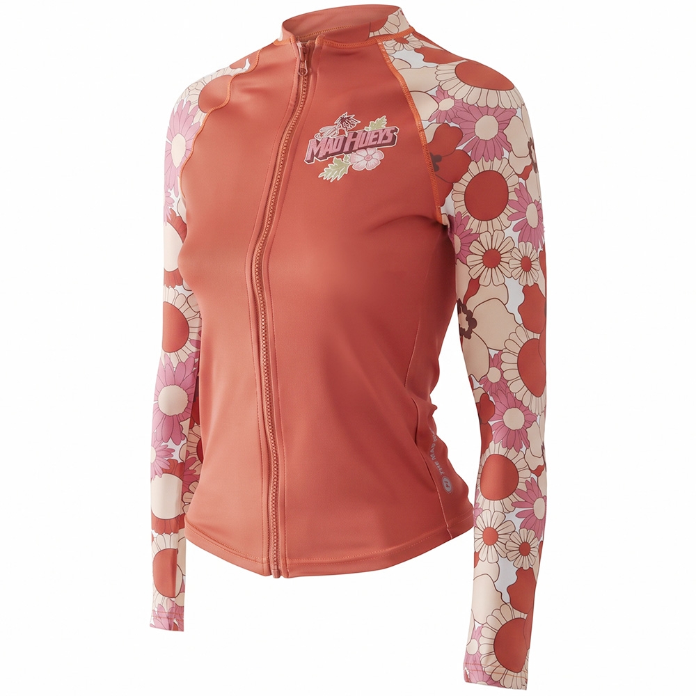 The Mad Hueys Anchor Ladybug Womens Long Sleeve Zip Through Rashie UPF50+ Auburn