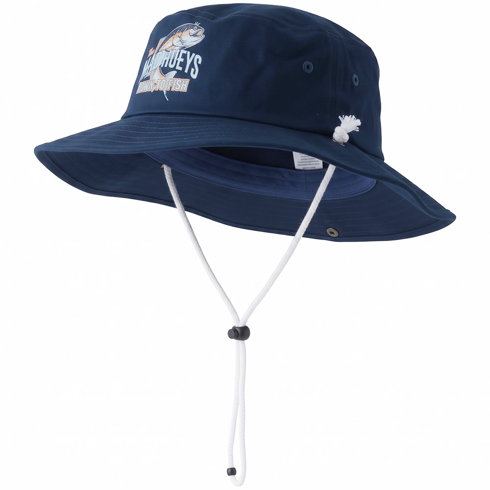 The Mad Hueys Down To Fish Wide Brim Hat Navy L/XL
