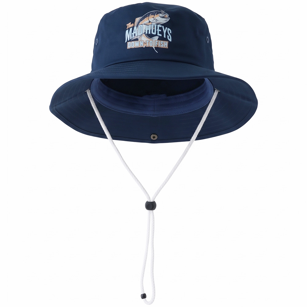 The Mad Hueys Down To Fish Wide Brim Hat Navy L/XL