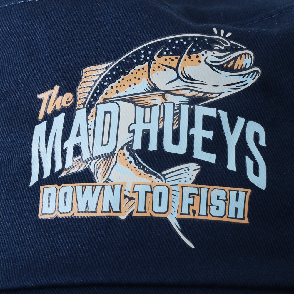 The Mad Hueys Down To Fish Wide Brim Hat Navy L/XL