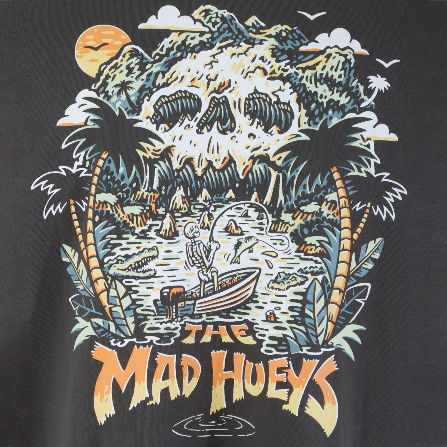 The Mad Hueys Skull Paradise Jungle Mens Muscle Tank Charcoal