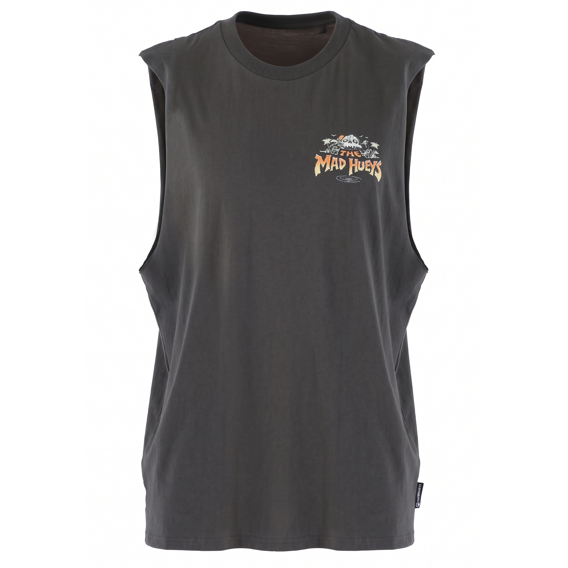 The Mad Hueys Skull Paradise Jungle Mens Muscle Tank Charcoal