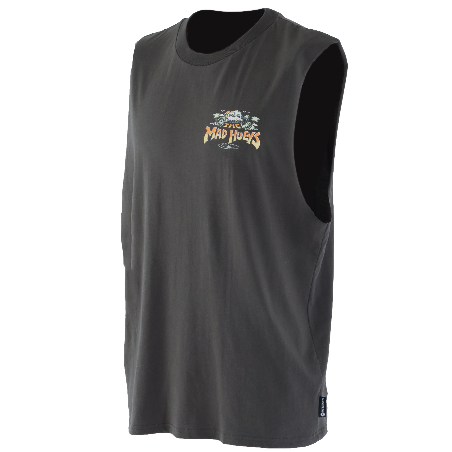 The Mad Hueys Skull Paradise Jungle Mens Muscle Tank Charcoal