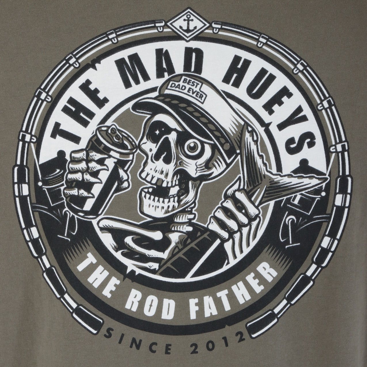 The Mad Hueys The Rod Father Mens T-Shirt Olive