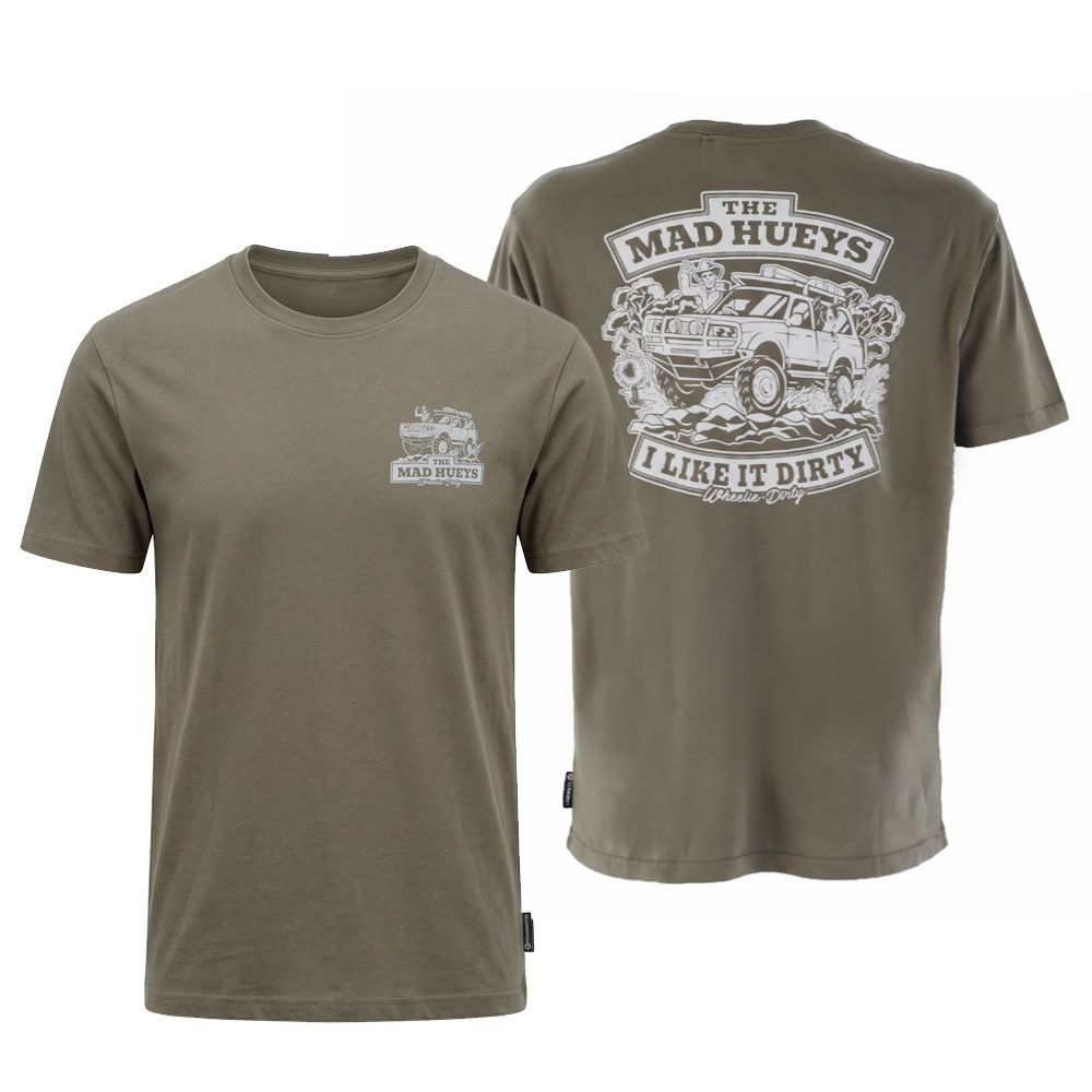 The Mad Hueys Wheelie Dirty Mens T-Shirt Olive