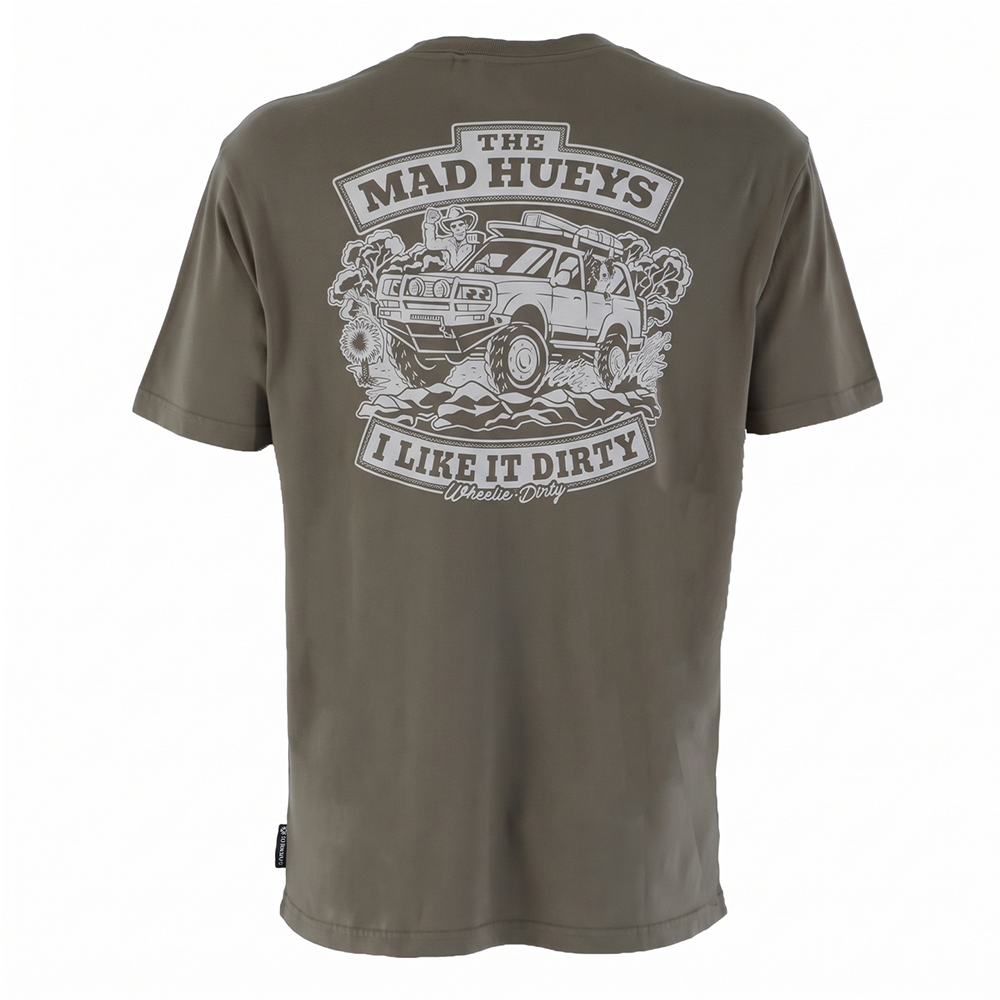 The Mad Hueys Wheelie Dirty Mens T-Shirt Olive