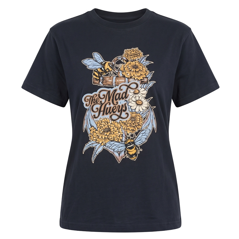 The Mad Hueys Marigold Anchor Womens T-Shirt Washed Black
