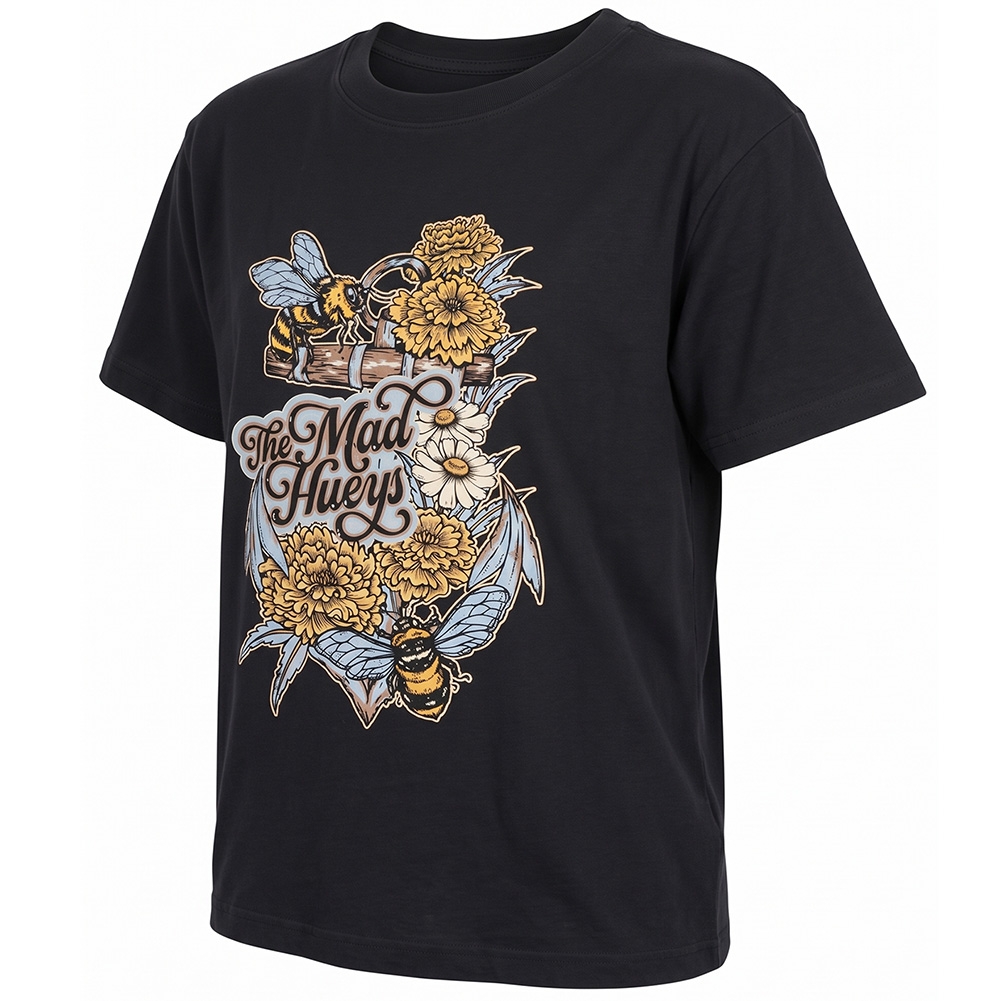 The Mad Hueys Marigold Anchor Womens T-Shirt Washed Black